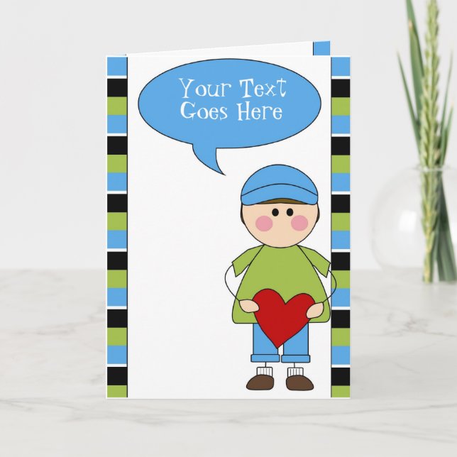 Tarjeta Festiva niño pequeño con un corazón (Anverso)