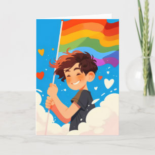 Tarjeta Festiva Niño Personalizado de bandera arco iris