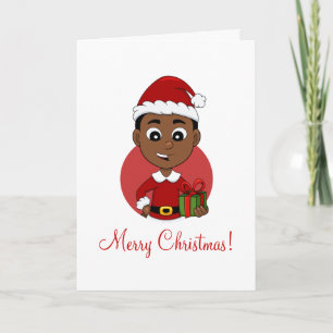Tarjeta Festiva Niño personalizado de Navidades afroamericanos