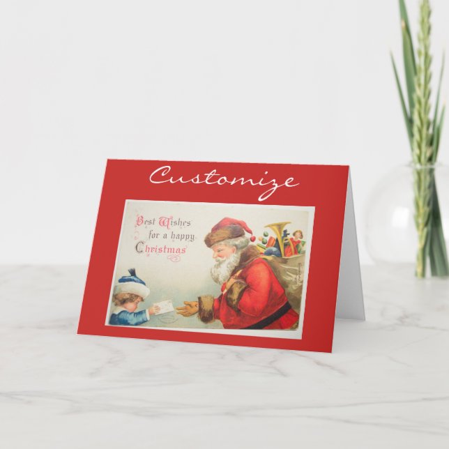 Tarjeta Festiva Niño que envía una carta a Santa Thunder_Cove Vint (Anverso)