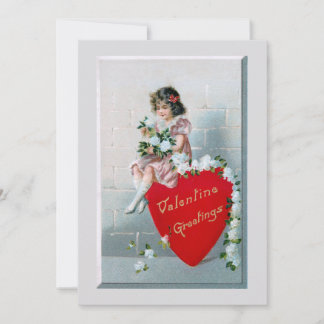Tarjeta Festiva Niño vintage con saludos de San Valentín en el cor