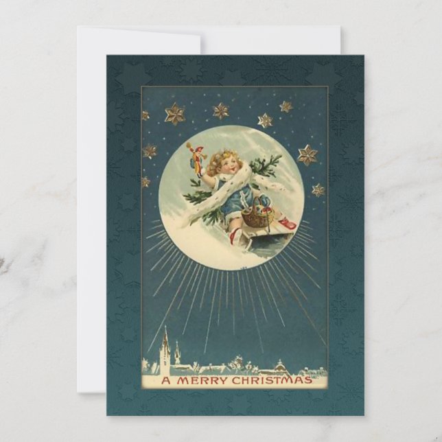 Tarjeta Festiva Niño vintage en espoleta (Anverso)