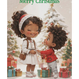 Tarjeta Festiva Niños afroamericanos felices navidades