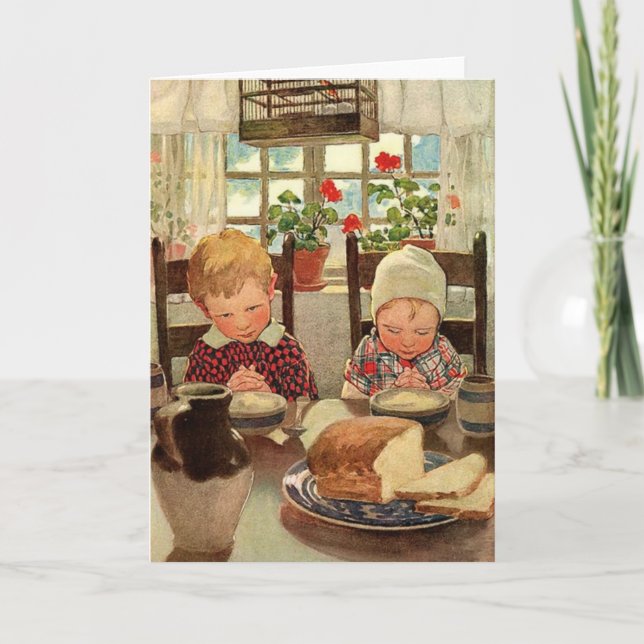 Tarjeta Festiva Niños agradecidos por Jessie Willcox Smith (Anverso)