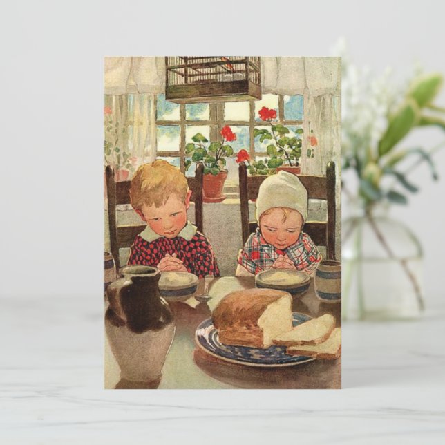 Tarjeta Festiva Niños agradecidos por Jessie Willcox Smith (Anverso de pie)