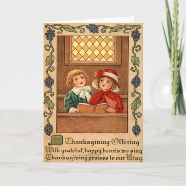 Tarjeta Festiva Niños Cantando (Anverso)