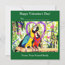 Tarjeta Festiva Niños Clase Divertida de San Valentín Loros Amoros
