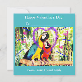 Tarjeta Festiva Niños Clase Divertida de San Valentín Loros Amoros
