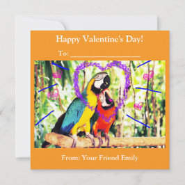 Tarjeta Festiva Niños Clase Divertida de San Valentín Loros Amoros