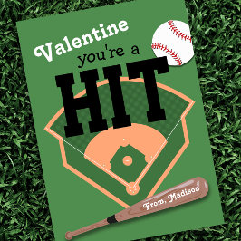 Tarjeta Festiva Niños de béisbol Classroom Valentine