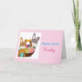 Tarjeta Festiva Niños de Conejo de Pascua Personalizado Cute