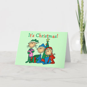 Tarjeta Festiva Niños de la figura del palo Son camisetas y regalo
