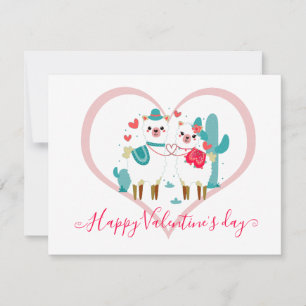 Tarjeta Festiva Niños de Llama Llove San Valentín