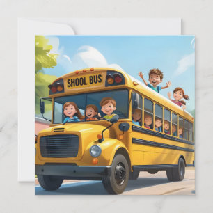 Tarjeta Festiva Niños de los autobuses escolares