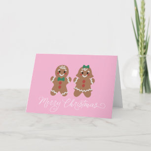 Tarjeta Festiva Niños de pan de jengibre lindos con lazos