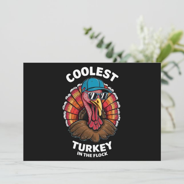 Tarjeta Festiva Niños Del Día De Acción De Gracias Cooler Turquía  (Anverso de pie)
