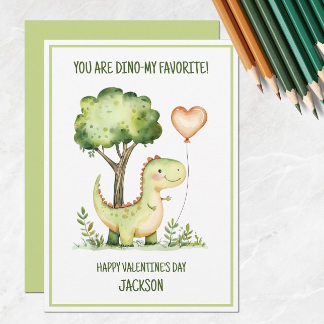 Tarjeta Festiva Niños Dinosaurios Escuela de Enseñanza de Niños Va (Kids Dinosaur Boys School Classroom Valentine Holiday Card
)