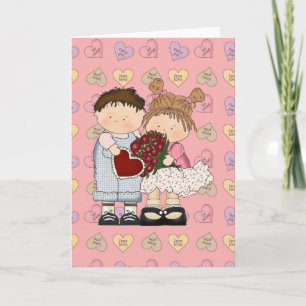 Tarjeta Festiva niños dulces valentinos