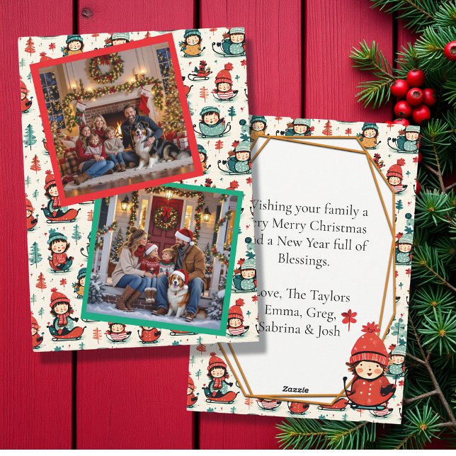 Tarjeta Festiva Niños educados duermen a dos Navidades de fotos (Subido por el creador)