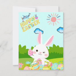 Tarjeta Festiva Niños educados Green Nature Bunny Egy Happy Easter