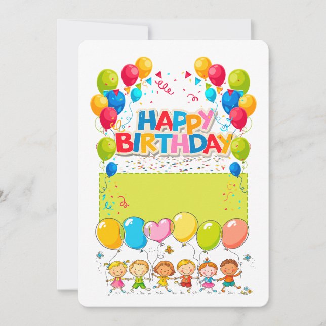 Tarjeta Festiva Niños felices de cumpleaños (Anverso)