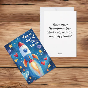 Tarjeta Festiva Niños fuera de este mundo día de San Valentín