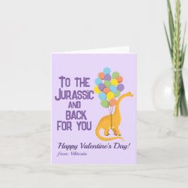 Tarjeta Festiva Niños globos de dinosaurio lindos día de San Valen