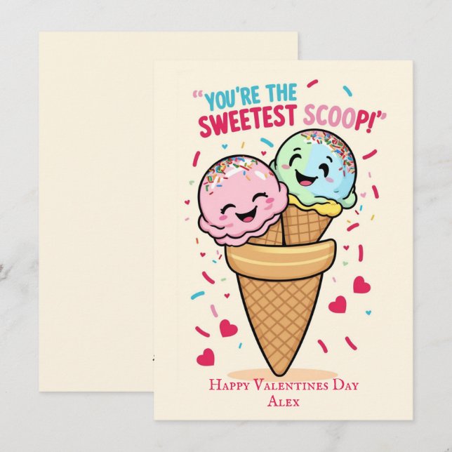 Tarjeta Festiva Niños graciosos Día de San Valentín lindos (Anverso / Reverso)