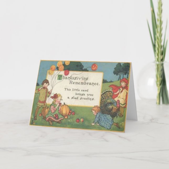 Tarjeta Festiva Niños Jugando En Campo (Anverso)