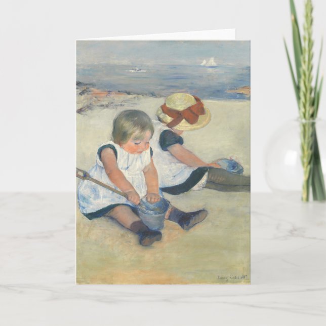 Tarjeta Festiva Niños jugando en la playa, 1884 (Anverso)