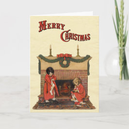 Tarjeta Festiva Niños junto a la chimenea de Jessie Willcox Smith