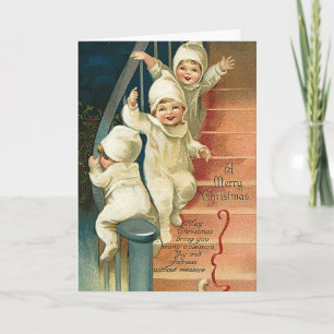 Tarjeta Festiva Niños llenos de alegría de Navidades