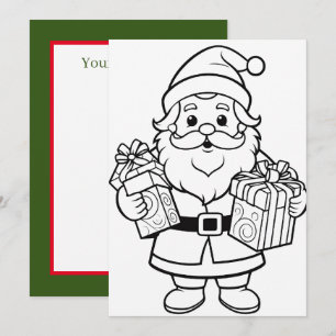 Tarjeta Festiva Niños navidades coloreando Santa