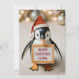 Tarjeta Festiva Niños Navidades de Novedad de pingüinos personaliz