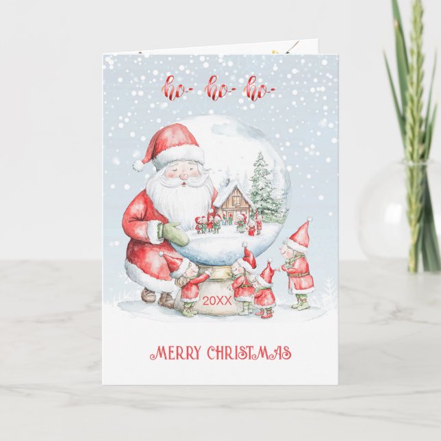 Tarjeta Festiva Niños Navidades del Globe Santa Elf (Anverso)