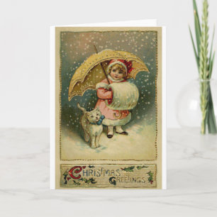 Tarjeta Festiva Niños retro de la época victoriana y Navidades de 