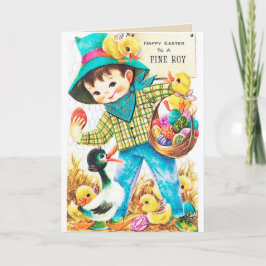 Tarjeta Festiva Niños retro vintage de Pascua