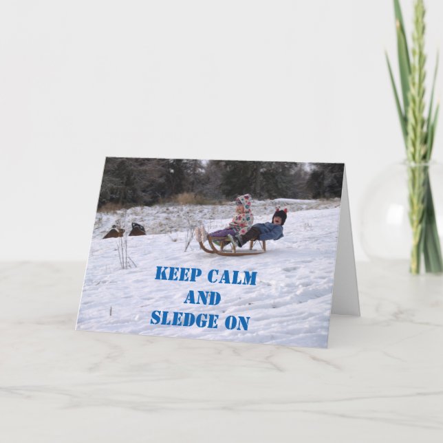 Tarjeta Festiva Niños sledging (Anverso)