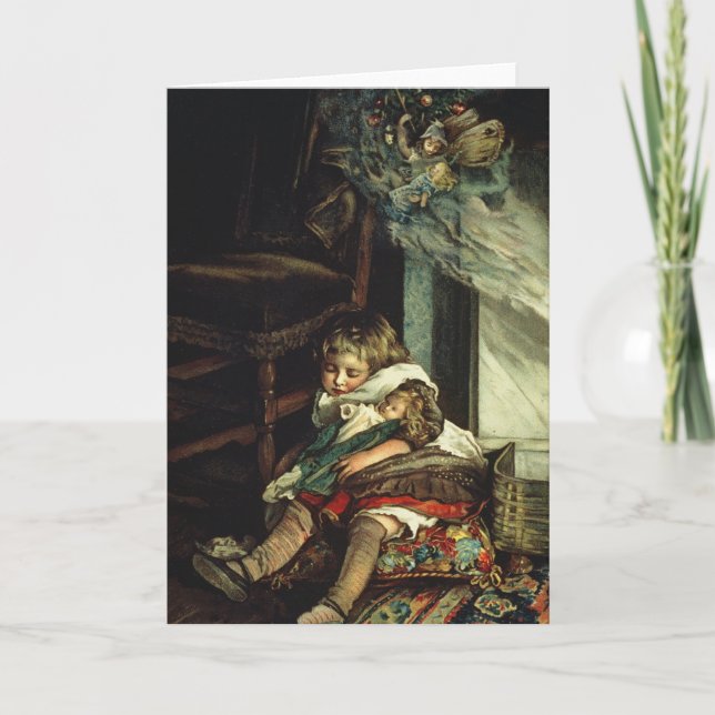 Tarjeta Festiva Niños soñando con juguetes (Anverso)