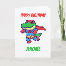 Tarjeta Festiva Niños superhéroes de cocodrilo, niños, superhéroes