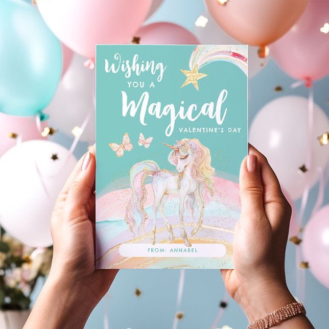 Tarjeta Festiva Niños Unicornio Magical Valentines (Subido por el creador)