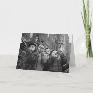 Tarjeta Festiva Niños Vintage En Año Nuevo Personalizado De Bleeck