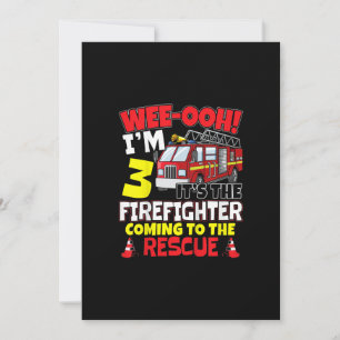 Tarjeta Festiva Niños WEE-OOH! Tengo 3 Regalo de Camión de Bombero
