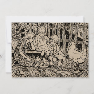 Tarjeta Festiva Niños y niñas de la era victoriana