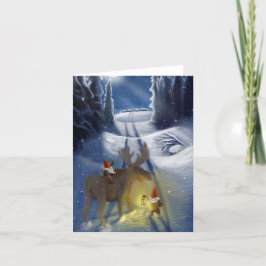 Tarjeta Festiva Nisseman en el paisaje escandinavo