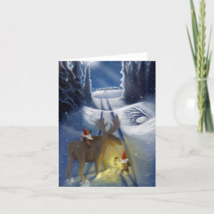 Tarjeta Festiva Nisseman en el paisaje escandinavo