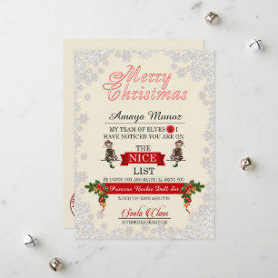 Tarjeta Festiva Niza de Santa Nieve en caída