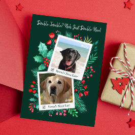 Tarjeta Festiva Niza foto acuarela de perro 2 de la lista de Santa