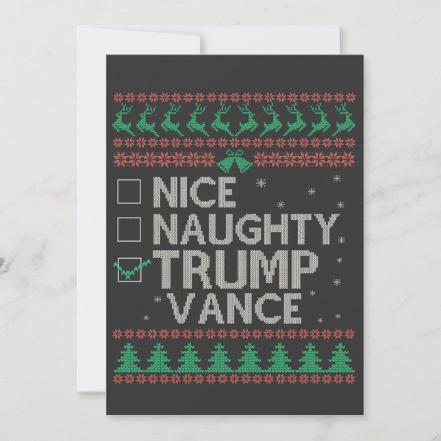 Tarjeta Festiva Niza mala elección de Trump vance suéter feo (Anverso)