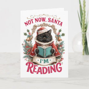 Tarjeta Festiva No Ahora Santa Estoy Leyendo 